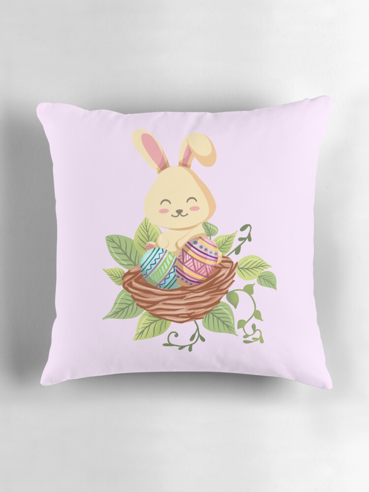 Thumbnail 3 of 4, Pillow, Easter Bunny Hiding In The Bird Nest™️ designed and sold by TeelieTurner.