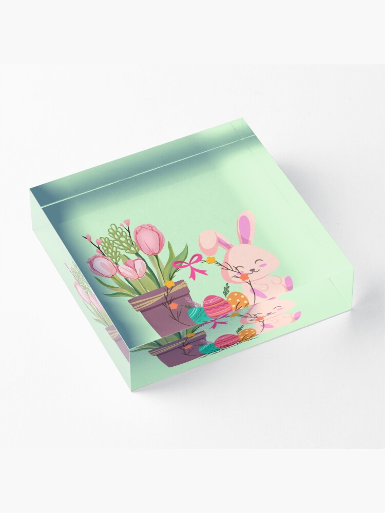 Thumbnail 3 of 5, Acrylic Block, Easter Bunny Flowers and Fun™ designed and sold by TeelieTurner.