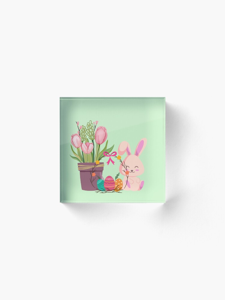 Thumbnail 2 of 5, Acrylic Block, Easter Bunny Flowers and Fun™ designed and sold by TeelieTurner.
