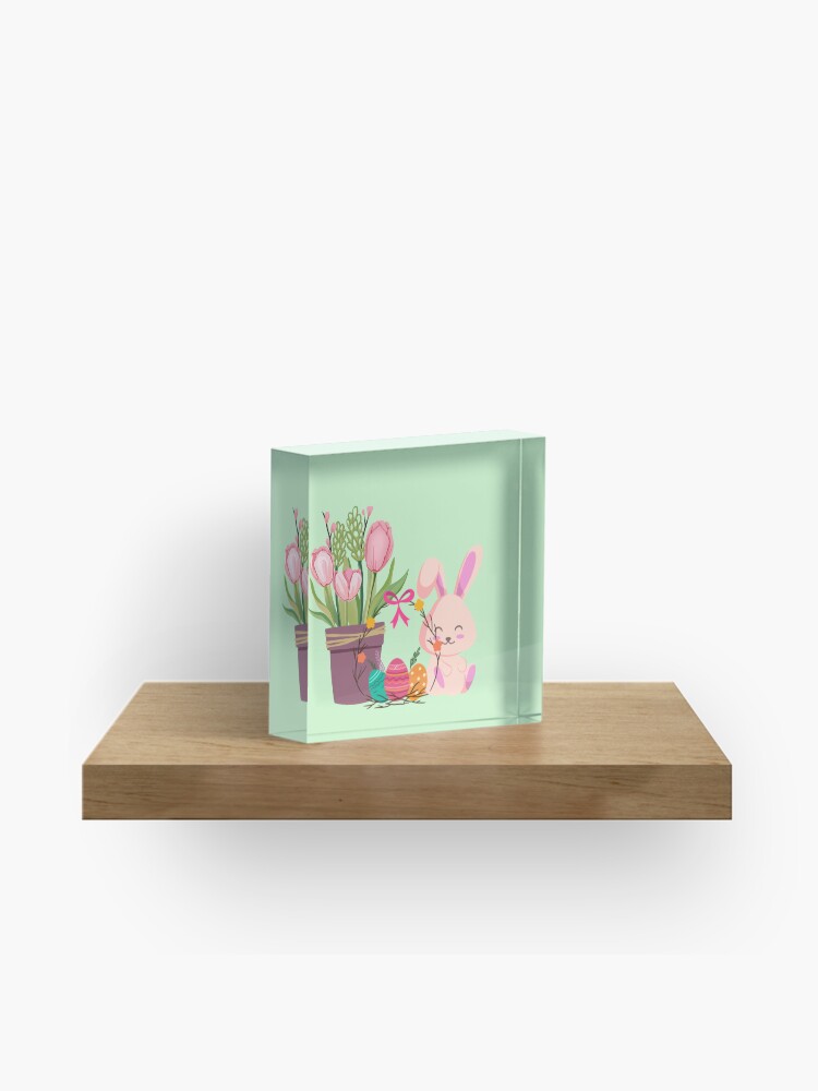 Thumbnail 1 of 5, Acrylic Block, Easter Bunny Flowers and Fun™ designed and sold by TeelieTurner.