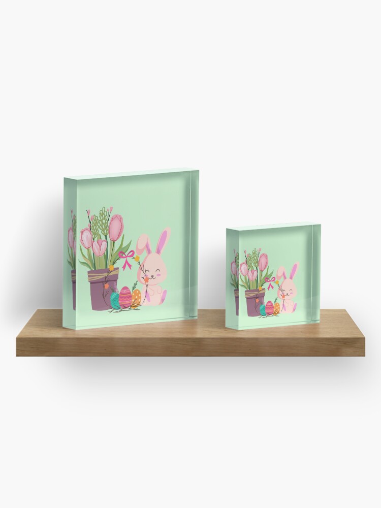 Thumbnail 4 of 5, Acrylic Block, Easter Bunny Flowers and Fun™ designed and sold by TeelieTurner.