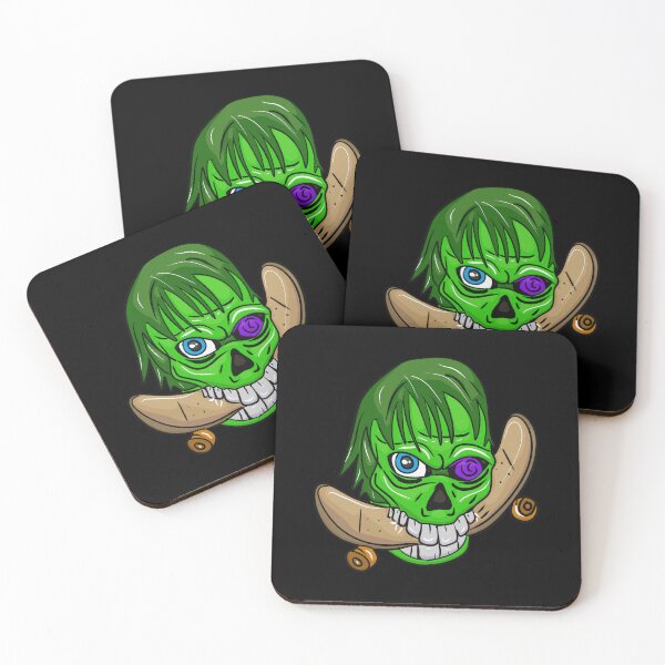Item preview, Green zombie skater alien eating skateboard designed and sold by Joncasmiart.
