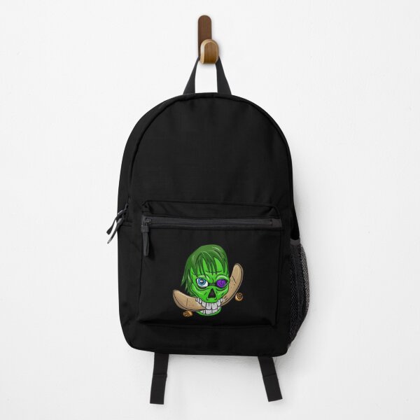 Item preview, Green zombie skater alien eating skateboard designed and sold by Joncasmiart.