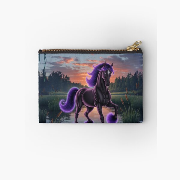 Item preview,   "Majestic Black Horse in Colorful Fantasy Swamp Landscape" designed and sold by AnimalAirtistry.