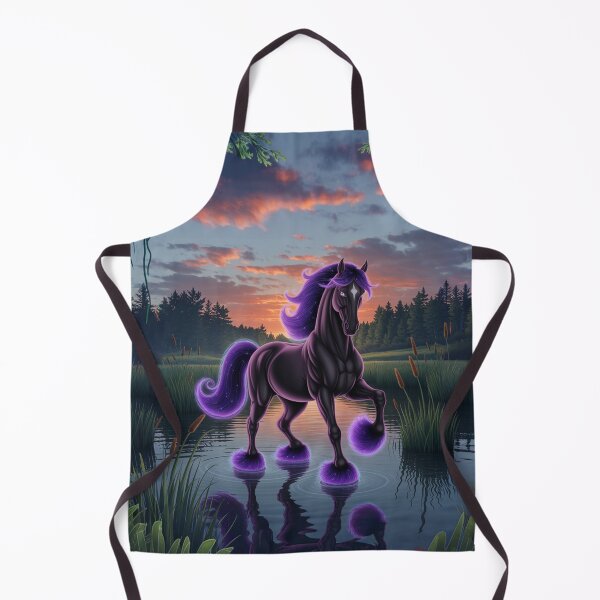 Item preview, "Majestic Black Horse in Colorful Fantasy Swamp Landscape" designed and sold by AnimalAirtistry.