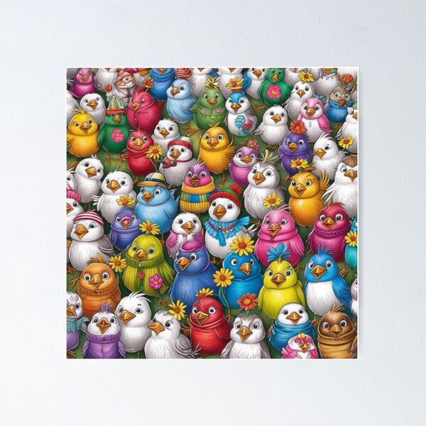 Item preview, Many Funny Birds Pattern 2 designed and sold by AlinaSCorner.