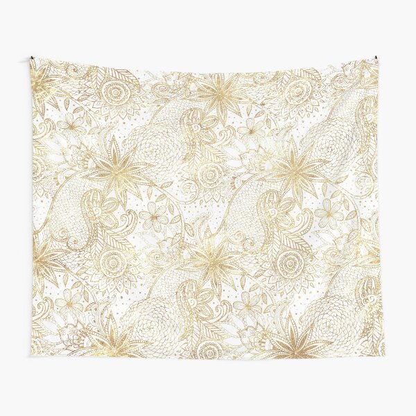 Elegant floral doodles henna image Tapestry