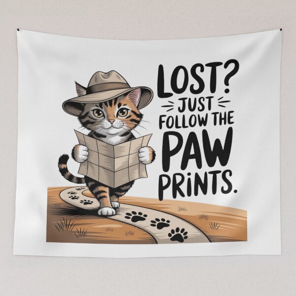 Item preview, Lost? Just Follow the Paw Prints – Adventure Cat T-Shirt & Gifts designed and sold by bannzy.