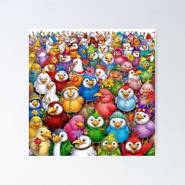 Item preview, Many Funny Birds Pattern 4 designed and sold by AlinaSCorner.