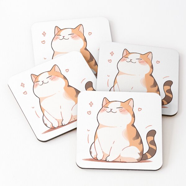 Item preview, Cute Kawaii Happy Smug Cat Character Art designed and sold by HappyMaze.