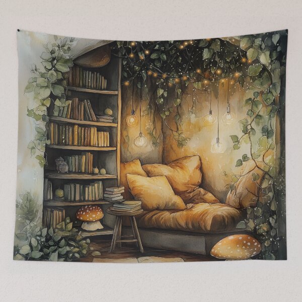 Item preview, Tranquil Reading Nook Watercolor designed and sold by SporeandCanvas.