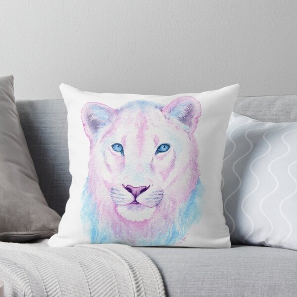 Trans Lion | Trans Pride Watercolor Throw Pillow