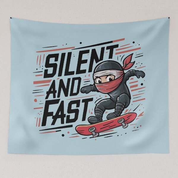 Item preview, Silent And Fast Cute Cartoon Kawaii Ninja Skateboarding designed and sold by NosandEdgy.