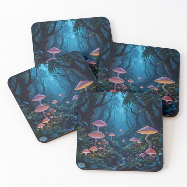 Item preview, Bioluminescent Jungle with Glowing Mushrooms & Plants designed and sold by rajasekhark.