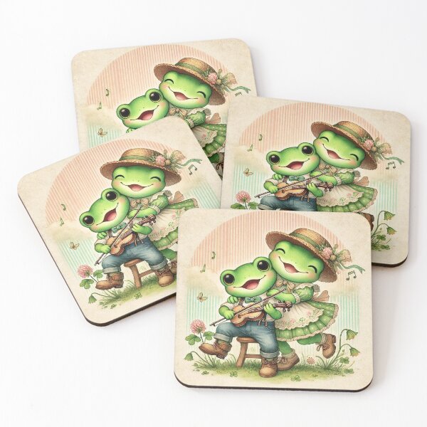 Item preview, Vintage Watercolor Frog Dance designed and sold by lynnebeclu.