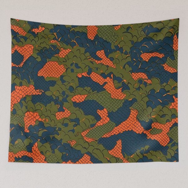 Item preview, Textured Tactical Camouflage Orange Blue Crosshatch Green designed and sold by CamouflageLab.