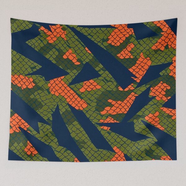 Item preview, Sharp Tactical Camouflage Orange Scale Blue Green designed and sold by CamouflageLab.