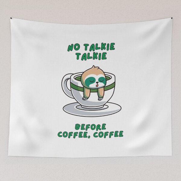 Item preview, No Talkie, Talkie, Before Coffee Coffee, Cup Saucer, Badger, Green  designed and sold by AASparksDesigns.