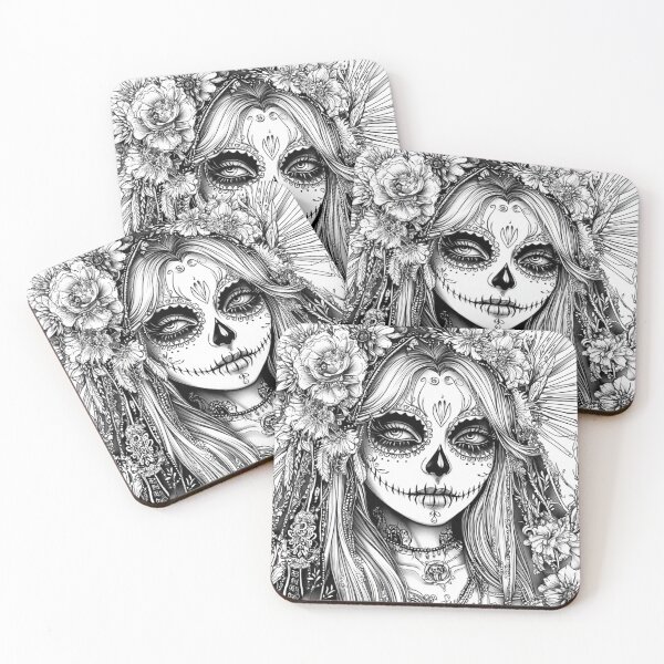 Item preview, Elegant Catrina in Black and White Art designed and sold by ArtemisDesignAI.