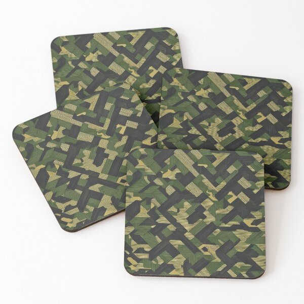 Item preview, Geometric Tactical Camouflage Green Black Interwoven Blocks designed and sold by CamouflageLab.