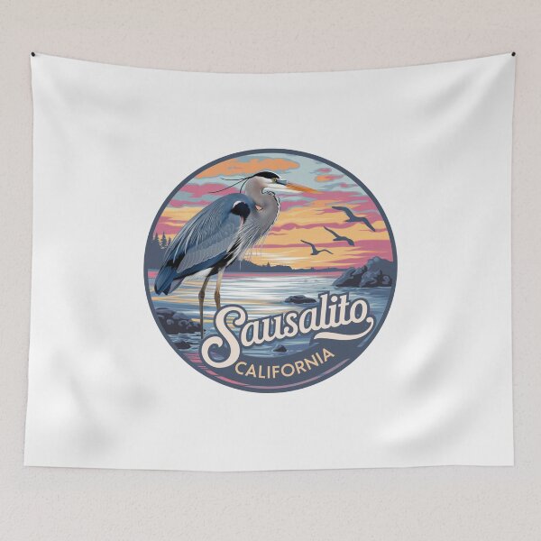 Item preview, Sausalito California Sunset Heron Vintage Design designed and sold by CircinusStore.