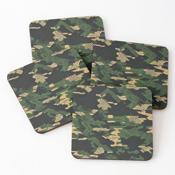 Item preview, Etched Tactical Camouflage Geometric Green Beige Pattern designed and sold by CamouflageLab.