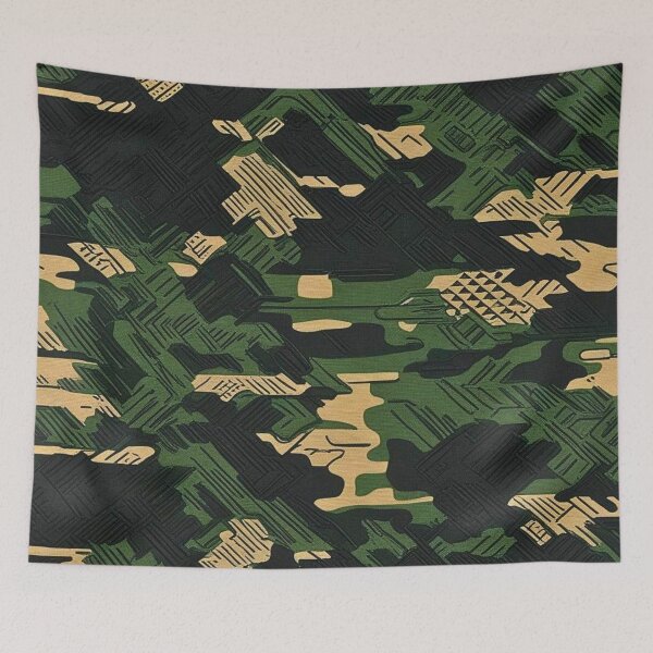 Item preview, Etched Tactical Camouflage Geometric Green Beige Pattern designed and sold by CamouflageLab.