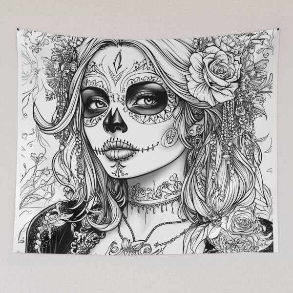 Item preview, Floral Catrina in Detailed Illustration designed and sold by ArtemisDesignAI.