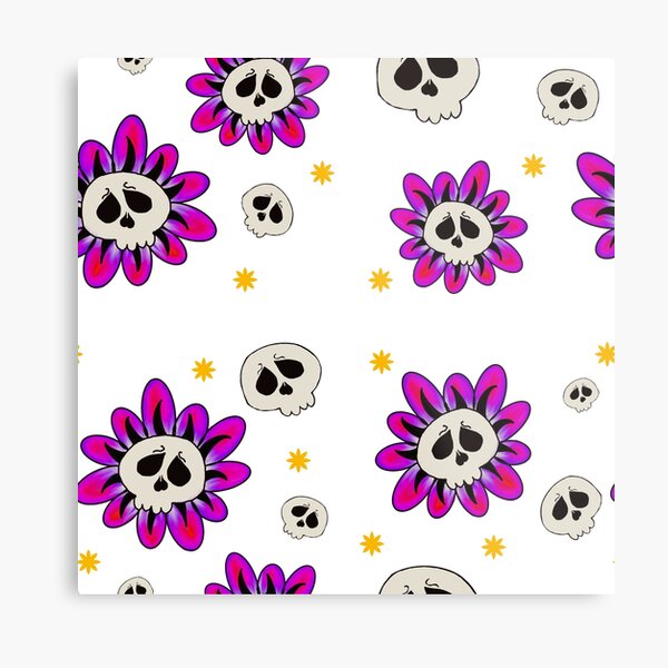Aperçu de l'œuvre Motif de crâne et de fleur créée et vendue par Onehappyhook.