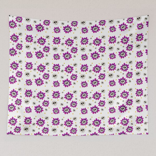 Aperçu de l'œuvre Motif de crâne et de fleur créée et vendue par Onehappyhook.