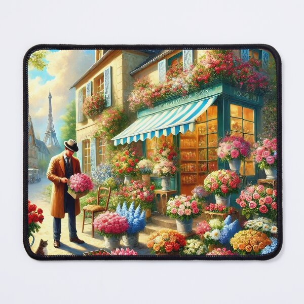 Item preview, Eiffel Tower Paris France Flower Shop Painting Scene French Street dining room, kitchen designed and sold by TheTimeTaxi.