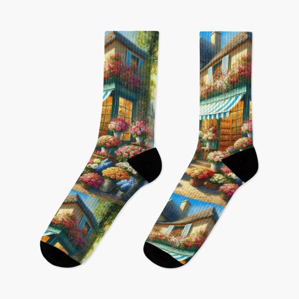 Item preview, Eiffel Tower Paris France Flower Shop Painting Scene French Street dining room, kitchen designed and sold by TheTimeTaxi.