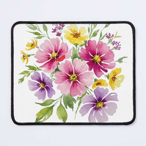Item preview, cute watercolor flowers bunch pink purple yellow nice gift for mom, grandma, or daughter designed and sold by paintedruins.