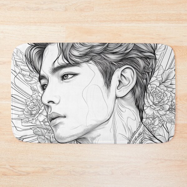 Item preview, Artistic Male Portrait with Florals K pop designed and sold by ArtemisDesignAI.
