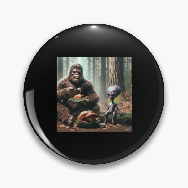 Artikelvorschau, Bigfoot und Alien genießen Festmahl entworfen und verkauft von CJC Designs.