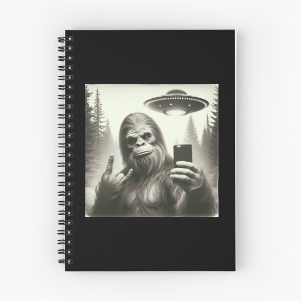 Item preview, Retro Bigfoot Selfie with UFO designed and sold by CJC Designs.