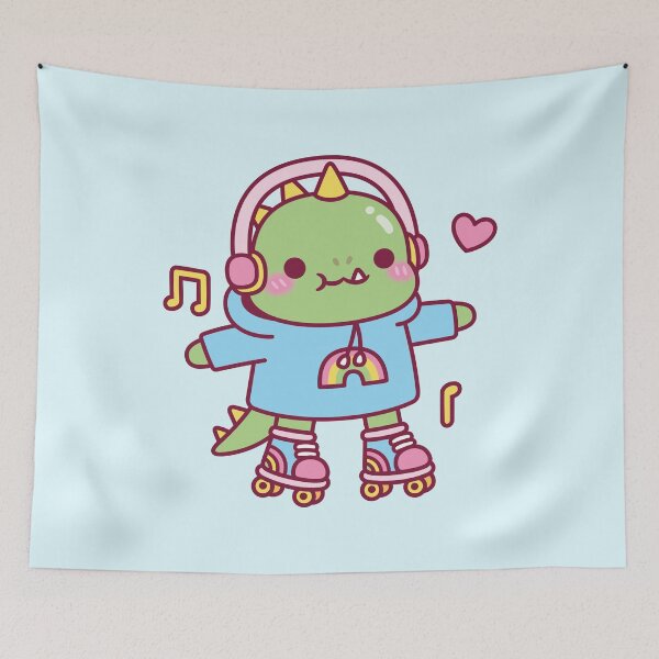 Item preview, Cute Dinosaur With Hoodie And Roller Skates designed and sold by rustydoodle.
