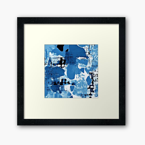 Aperçu de l'œuvre Art abstrait contemporain moderne aux teintes bleues et blanches créée et vendue par DEC02.