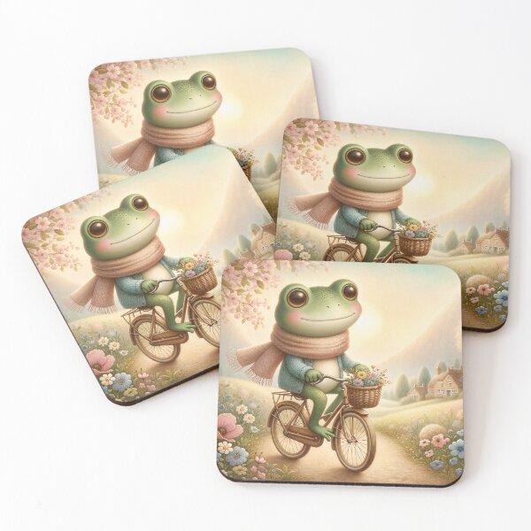 Item preview, Enchanting Frog on a Bicycle Ride through Woodland in Spring designed and sold by lynnebeclu.