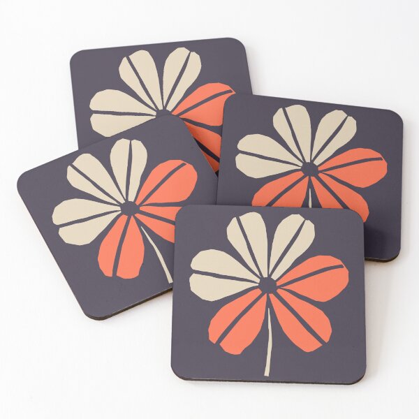Item preview, Retro Orange and Navy Floral Pattern designed and sold by OpalEllery.