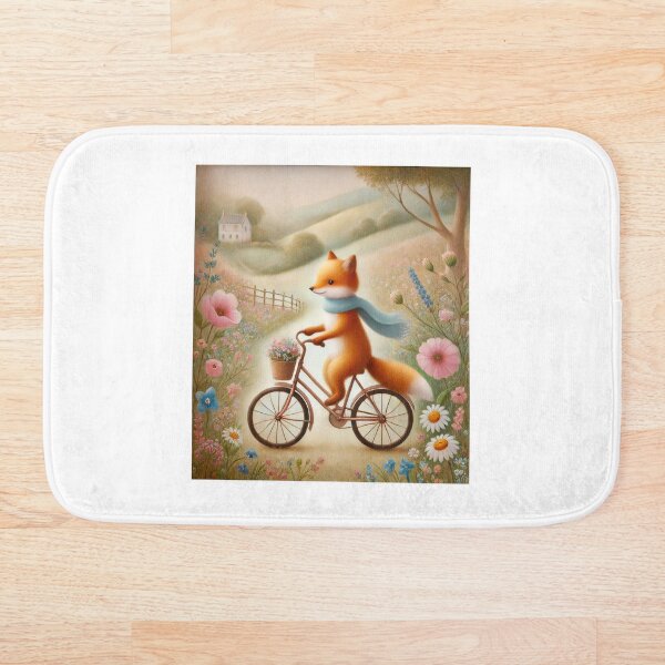 Item preview, Whimsical Fox on a Bicycle in the Spring Countryside designed and sold by lynnebeclu.