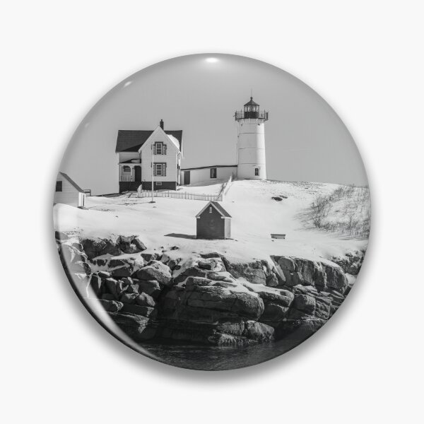 Item preview, Nubble Lighthouse - Winter - Black and White designed and sold by DeloreStudio.