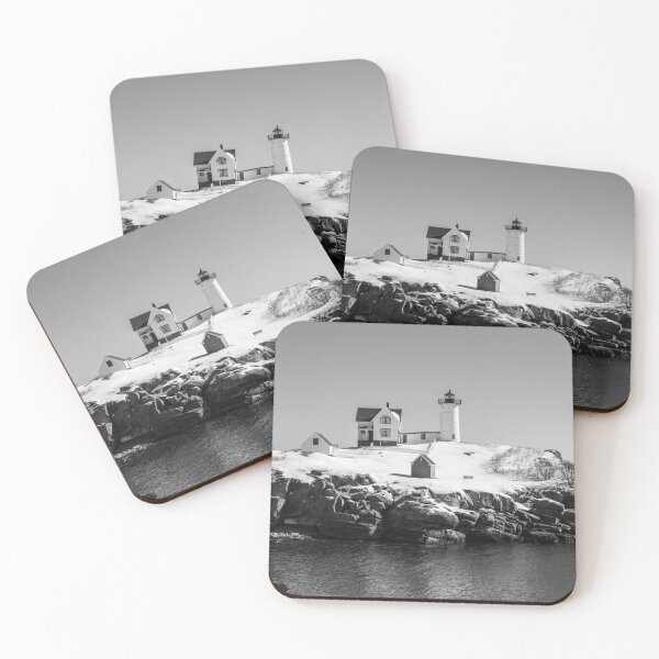 Item preview, Nubble Lighthouse - Winter - Black and White designed and sold by DeloreStudio.