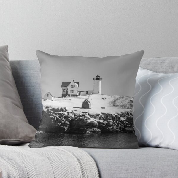 Item preview, Nubble Lighthouse - Winter - Black and White designed and sold by DeloreStudio.
