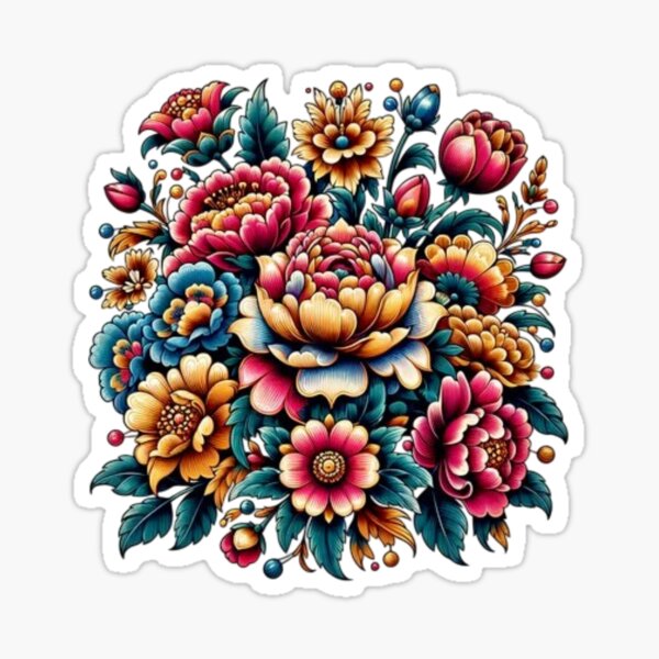 Item preview, Vibrant Neo-Traditional Floral Bouquet designed and sold by Dark Ink Collective .