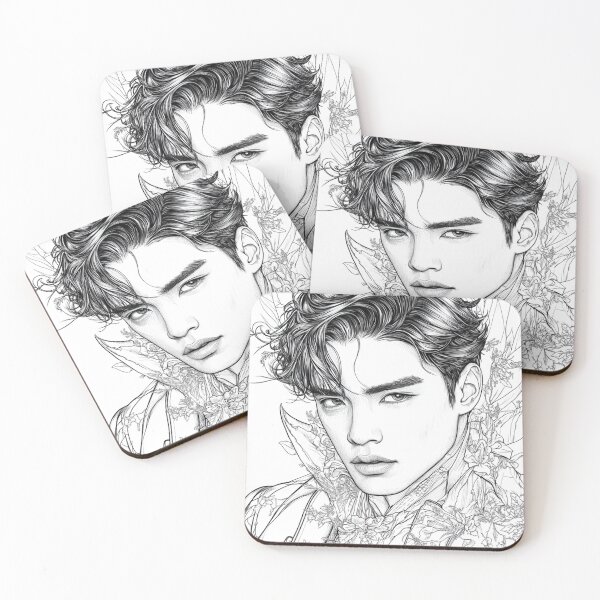 Item preview, K-pop Intense and Floral Male Portrait designed and sold by ArtemisDesignAI.