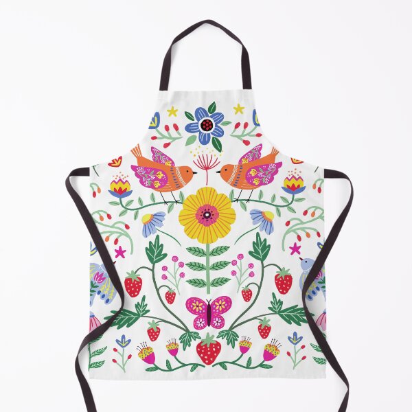 Item preview, Birds and Strawberries Spring Scandinavian Folk Art with Dove and Flowers 3 designed and sold by Natasha May Design.