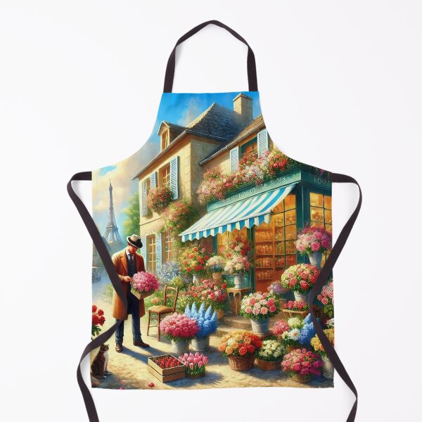 Item preview, Eiffel Tower Paris France Flower Shop Painting Scene French Street dining room, kitchen designed and sold by TheTimeTaxi.
