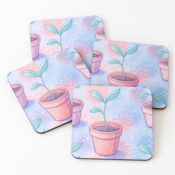 Item preview, Pastel Plant Pot with a Young Sprout – Eco-Friendly Art designed and sold by WinusYTS.