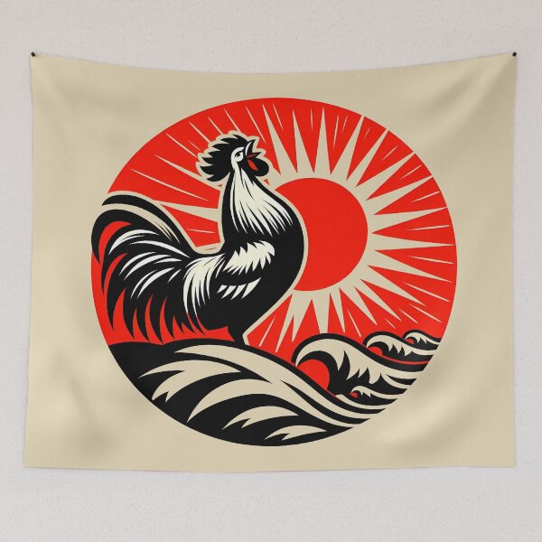 Item preview, Sea Sunrise Rooster designed and sold by Funny Vintage Stickers And T-Shirts.